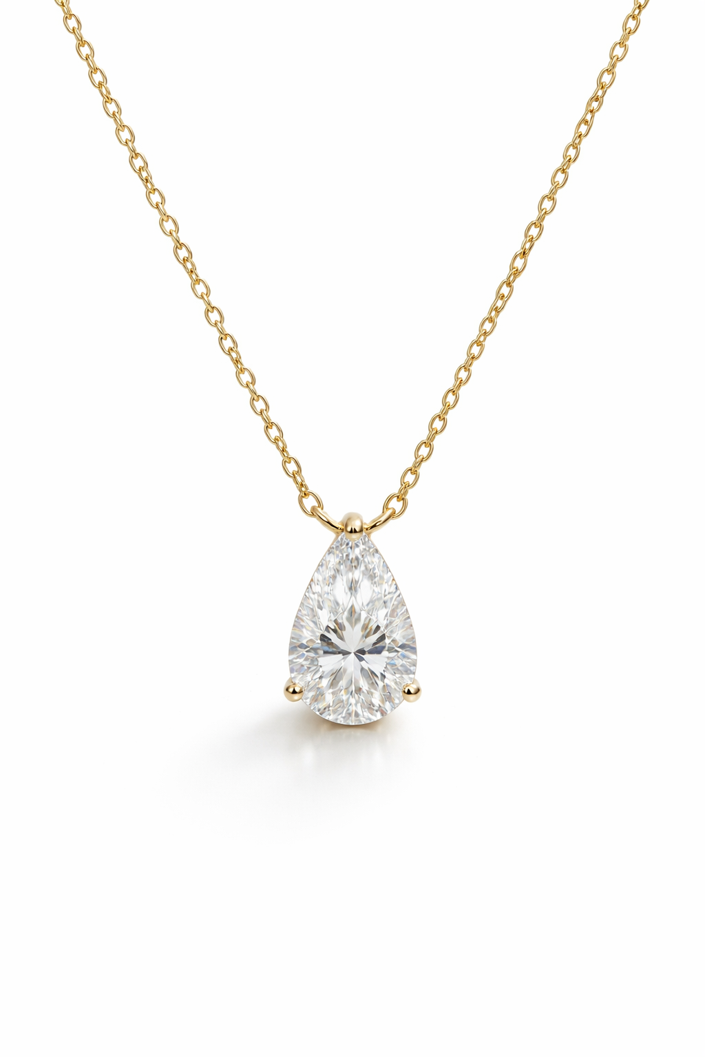 Lab Grown Solitary Necklace Pear Shape 3.0 Carats