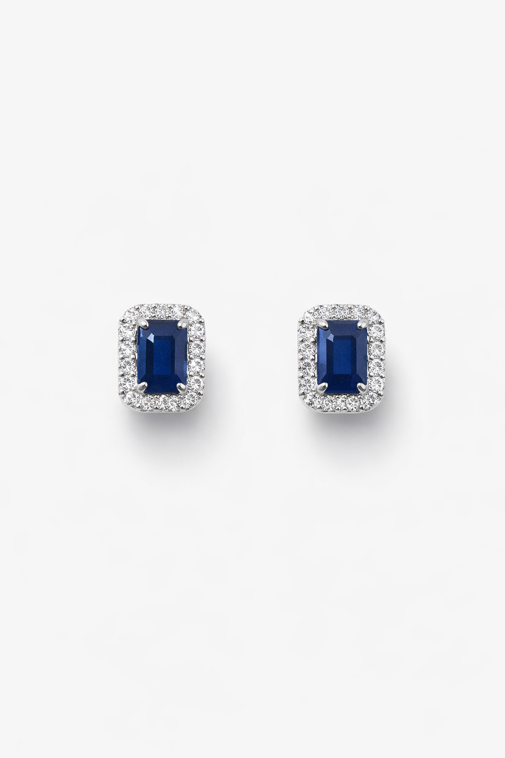 Halo Earrings With Lab Grown Diamonds & Sapphires 2.5 Carats
