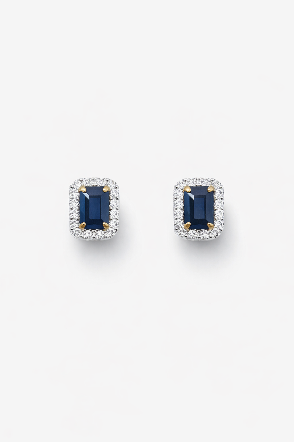 Halo Earrings With Lab Grown Diamonds & Sapphires 2.5 Carats
