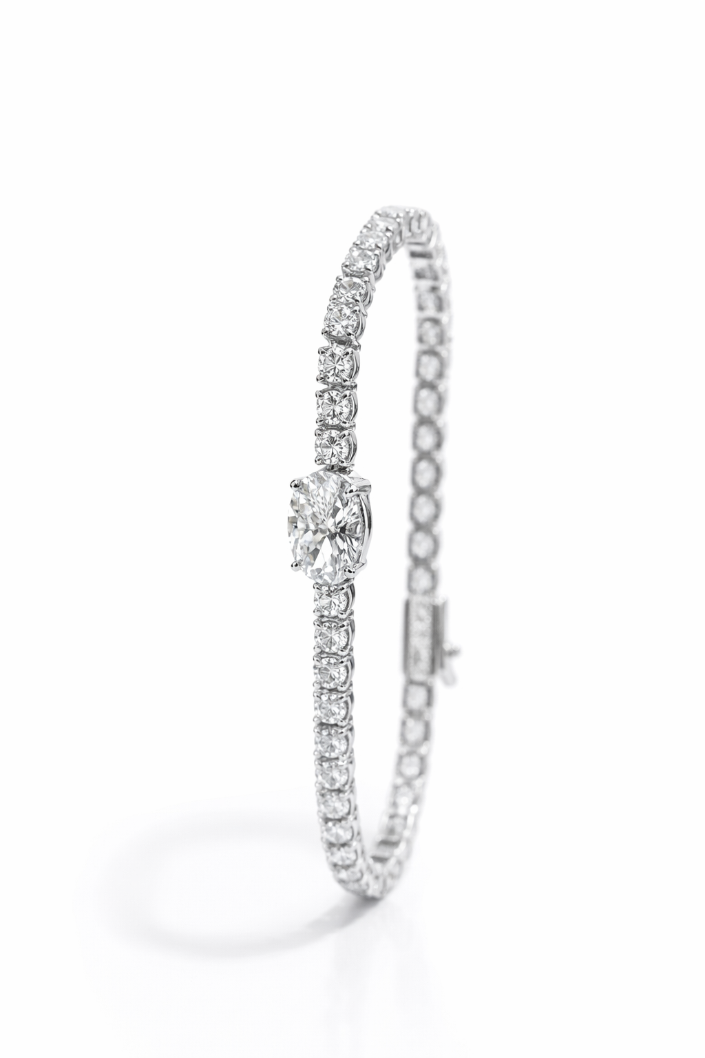 Lab Grown Round Tennis Bracelet with Oval Stone 10.0 Carats