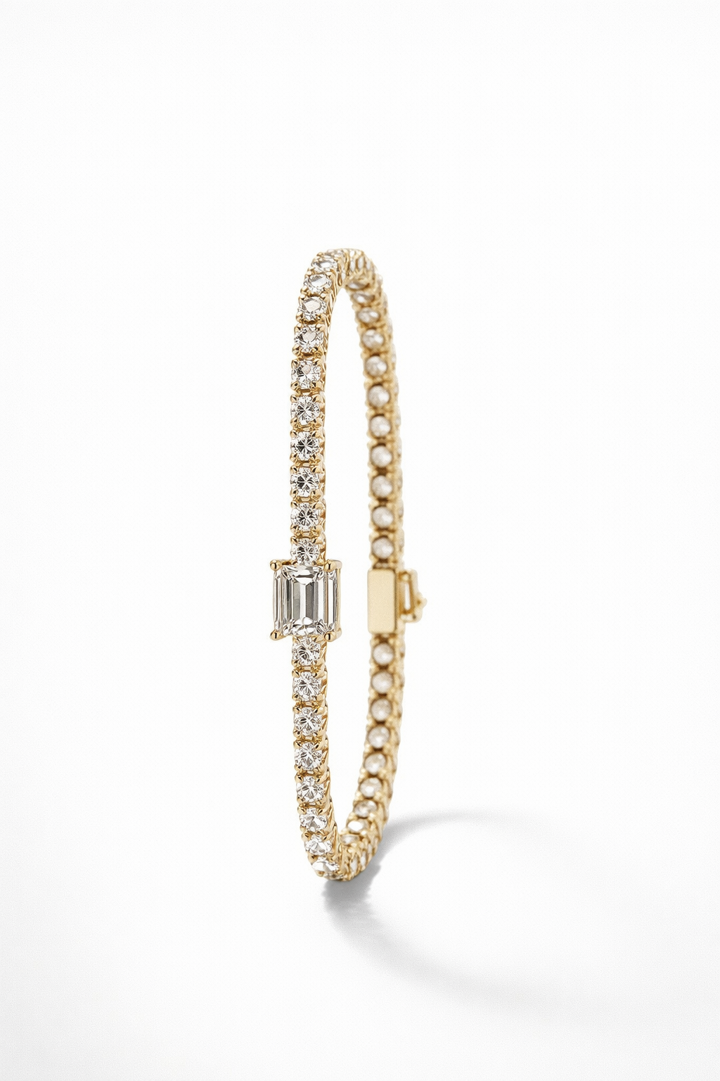 Lab Grown Round Tennis Bracelet with Emerald Stone 10.0 Carats