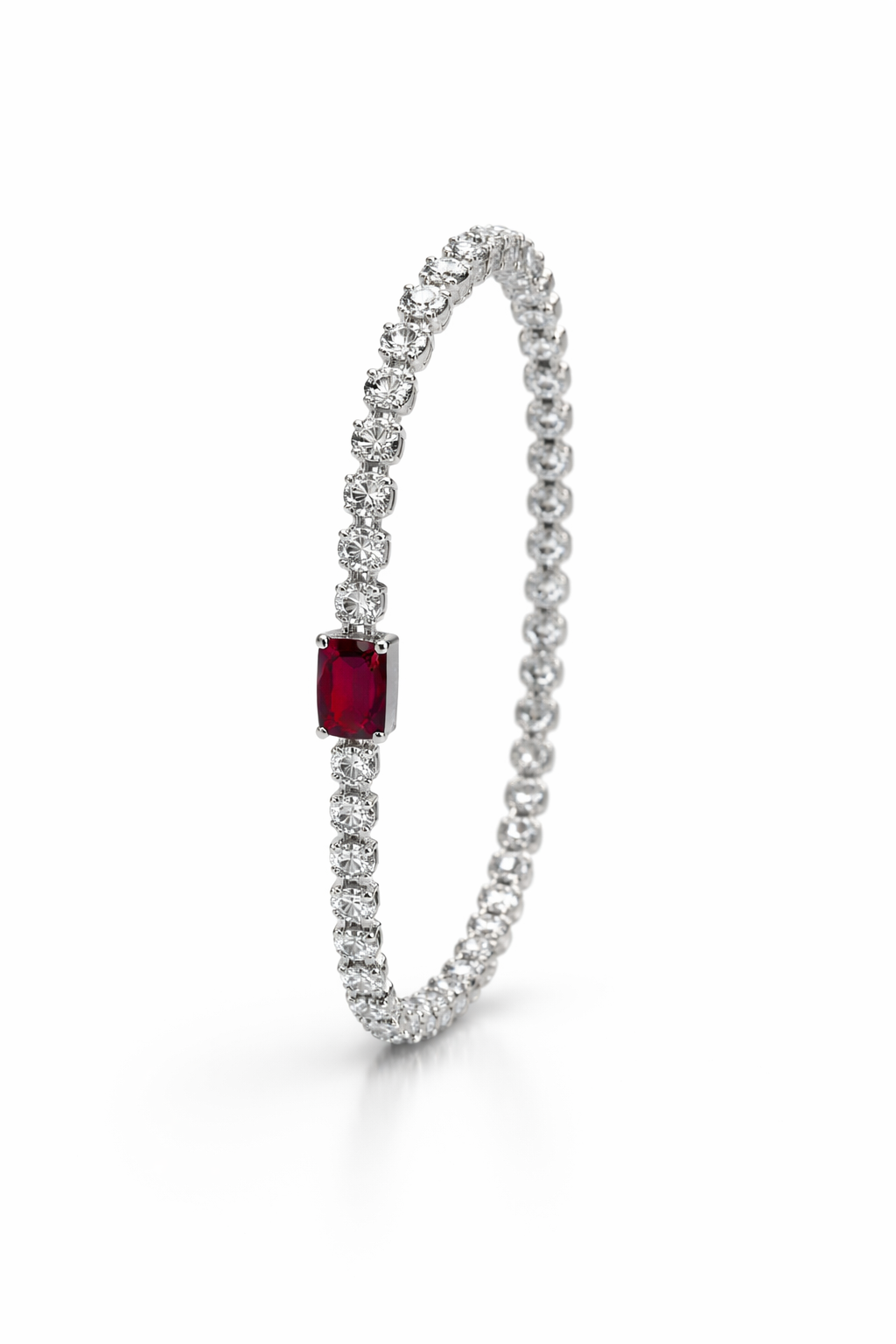 Lab Grown Round Tennis Bracelet with Lab Ruby Stone 6.0 Carats