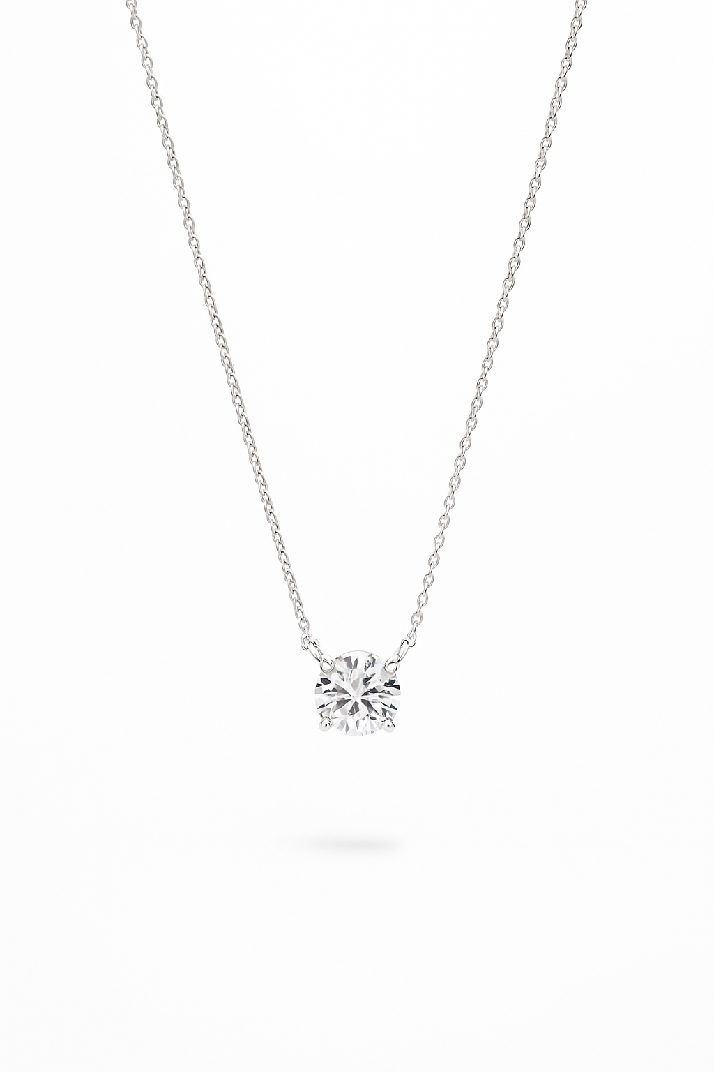Lab Grown Solitary Necklace Round Shape 3.0 Carats
