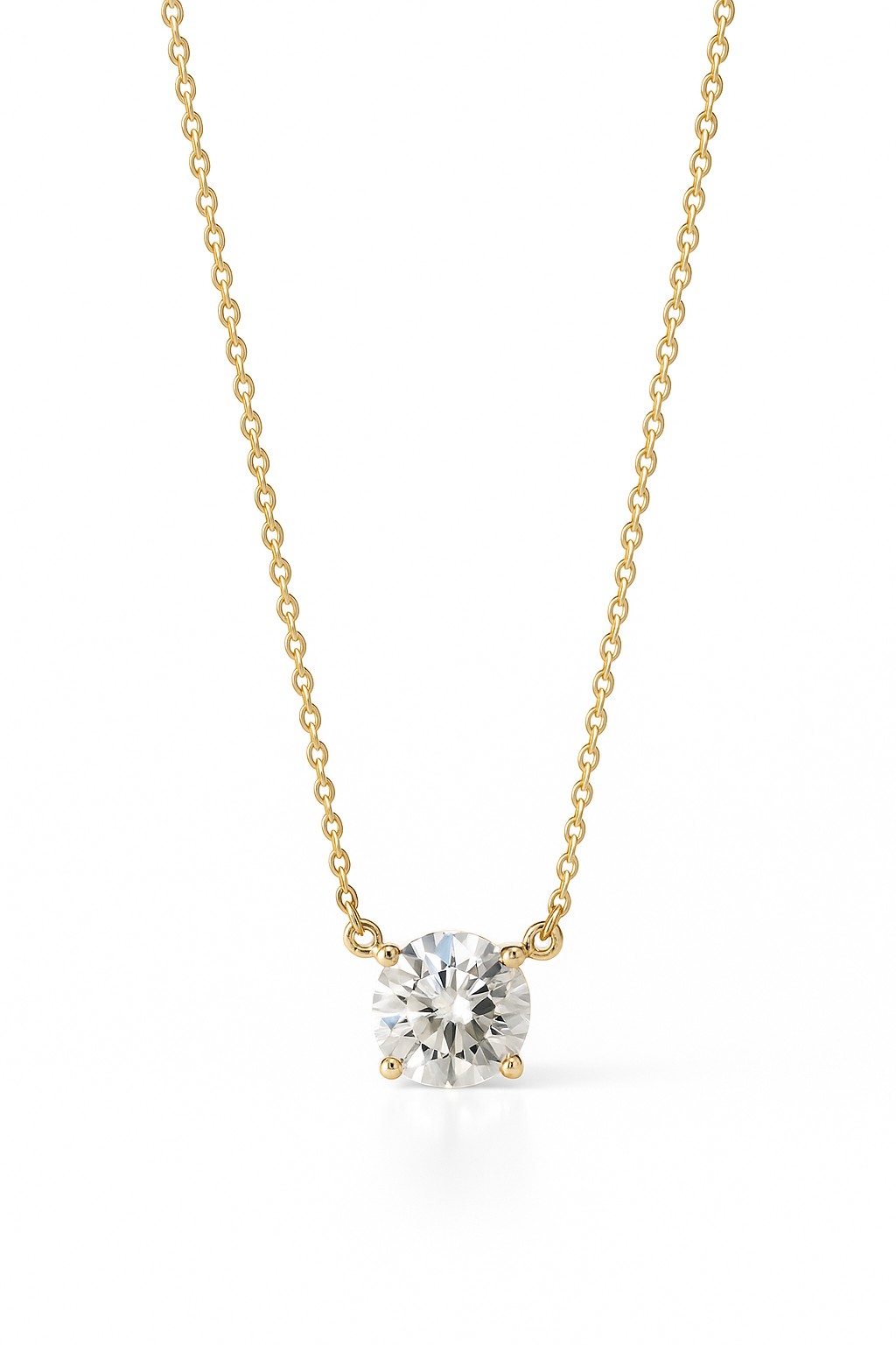 Lab Grown Solitary Necklace Round Shape 1.0 Carats