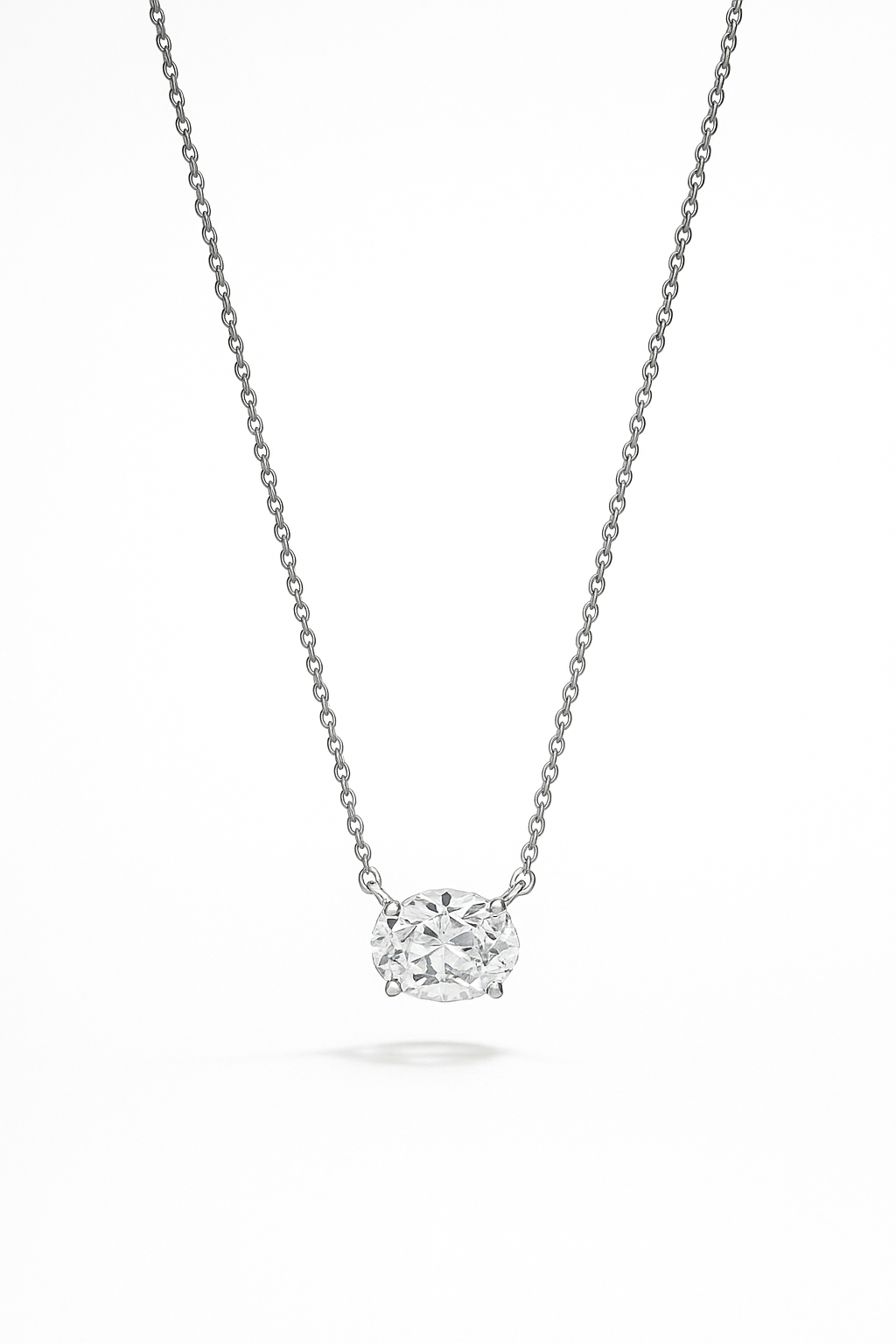 Lab Grown Solitary Necklace Oval Shape 3.0 Carats