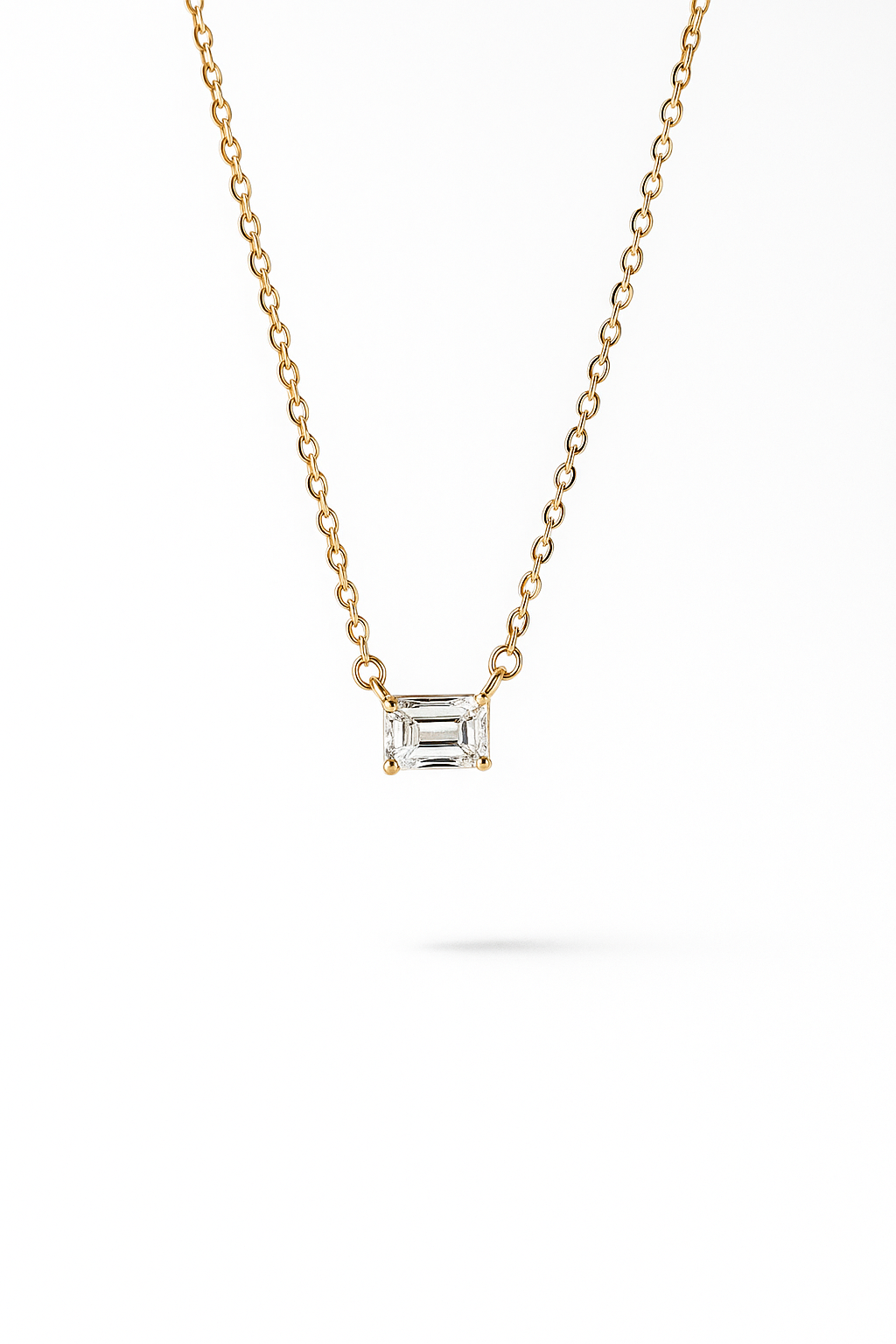 Lab Grown Solitary Necklace Emerald Shape 1.0 Carats