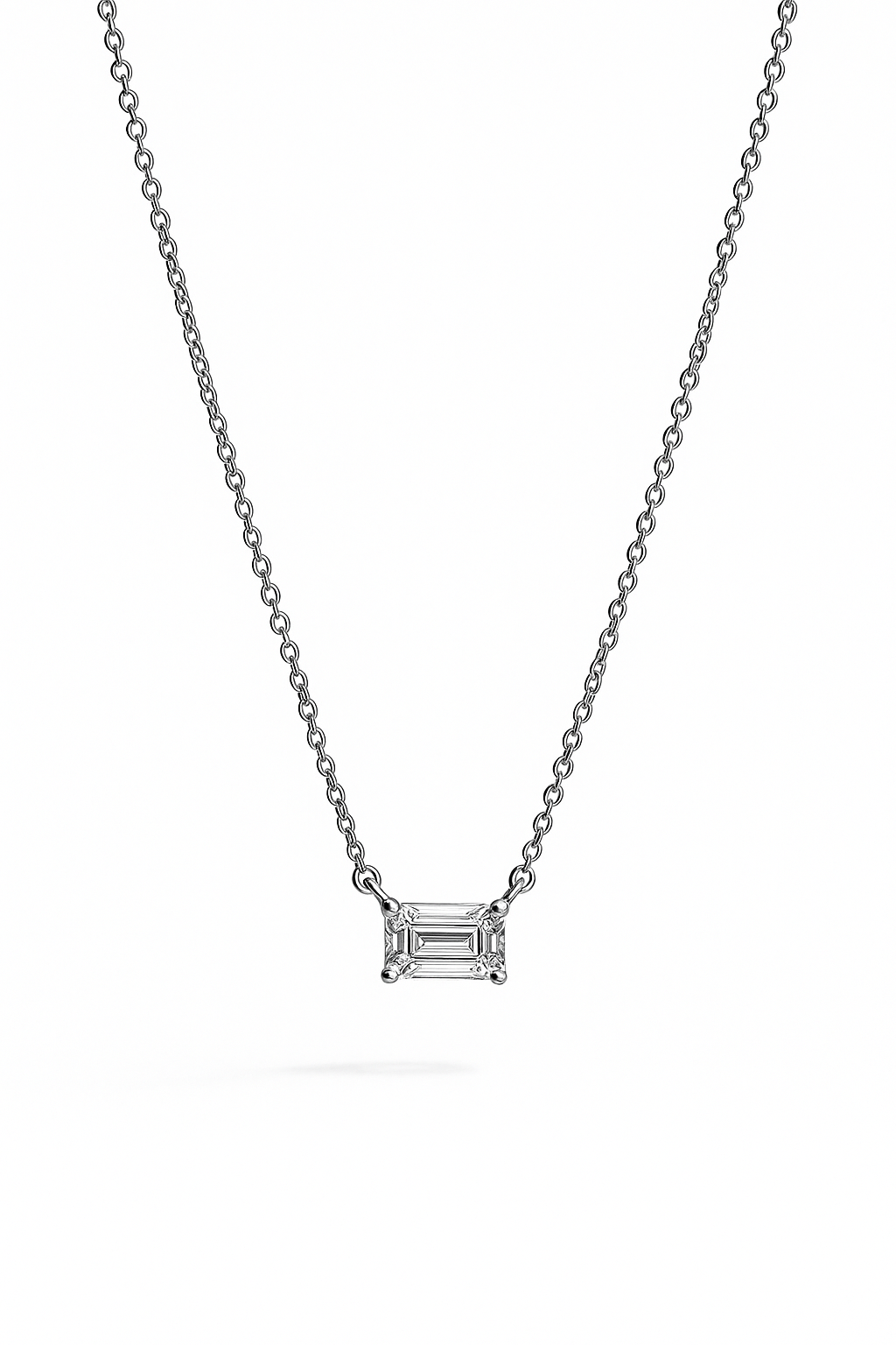 Lab Grown Solitary Necklace Emerald Shape 1.0 Carats