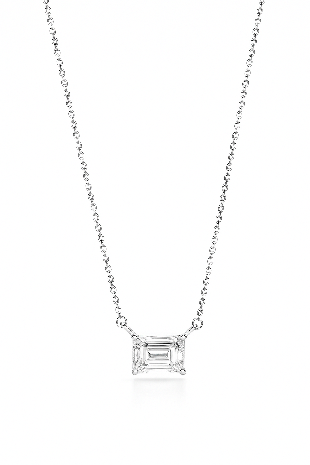 Lab Grown Solitary Necklace Emerald Shape 2.0 Carats