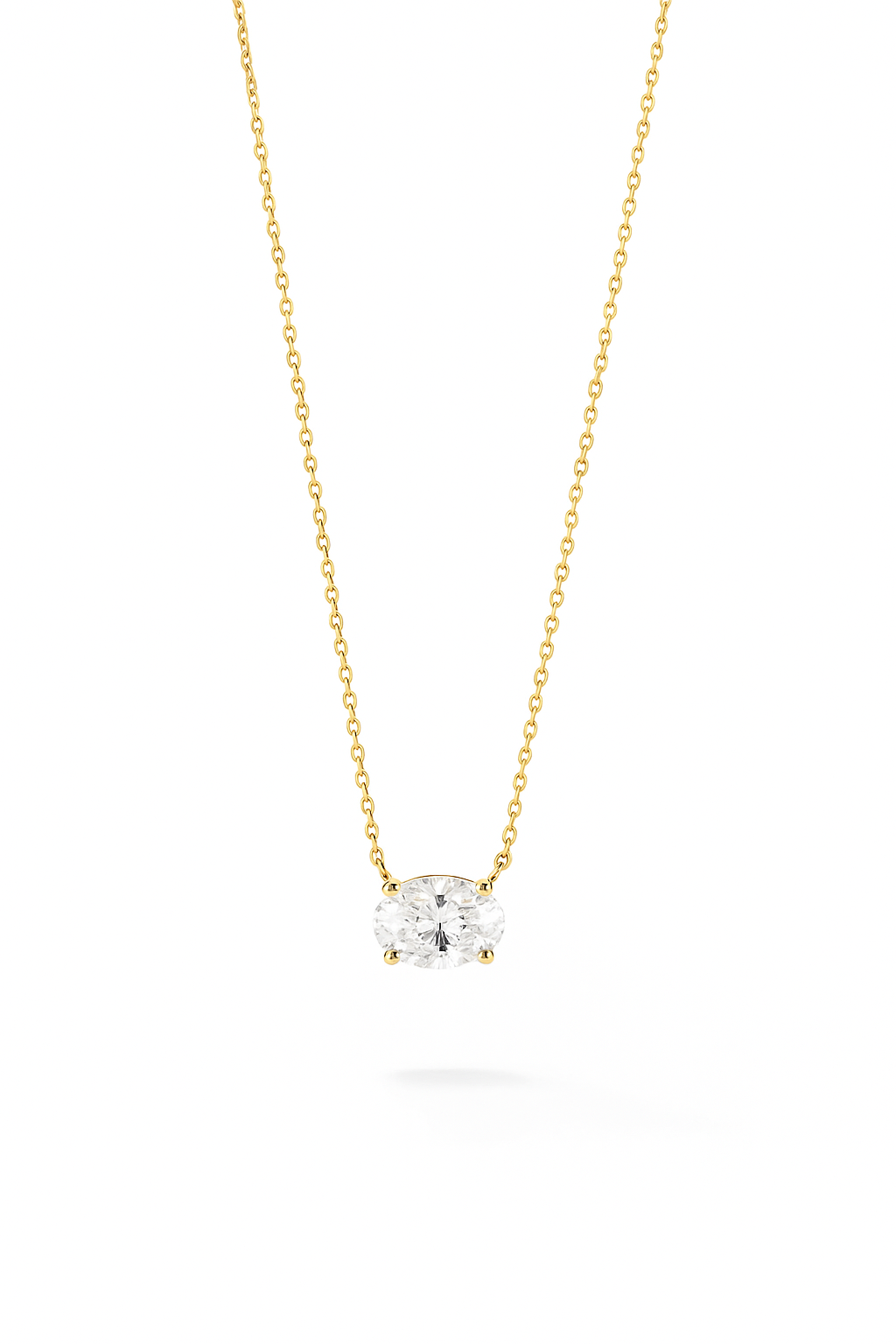 Lab Grown Solitary Necklace Oval Shape 2.0 Carats