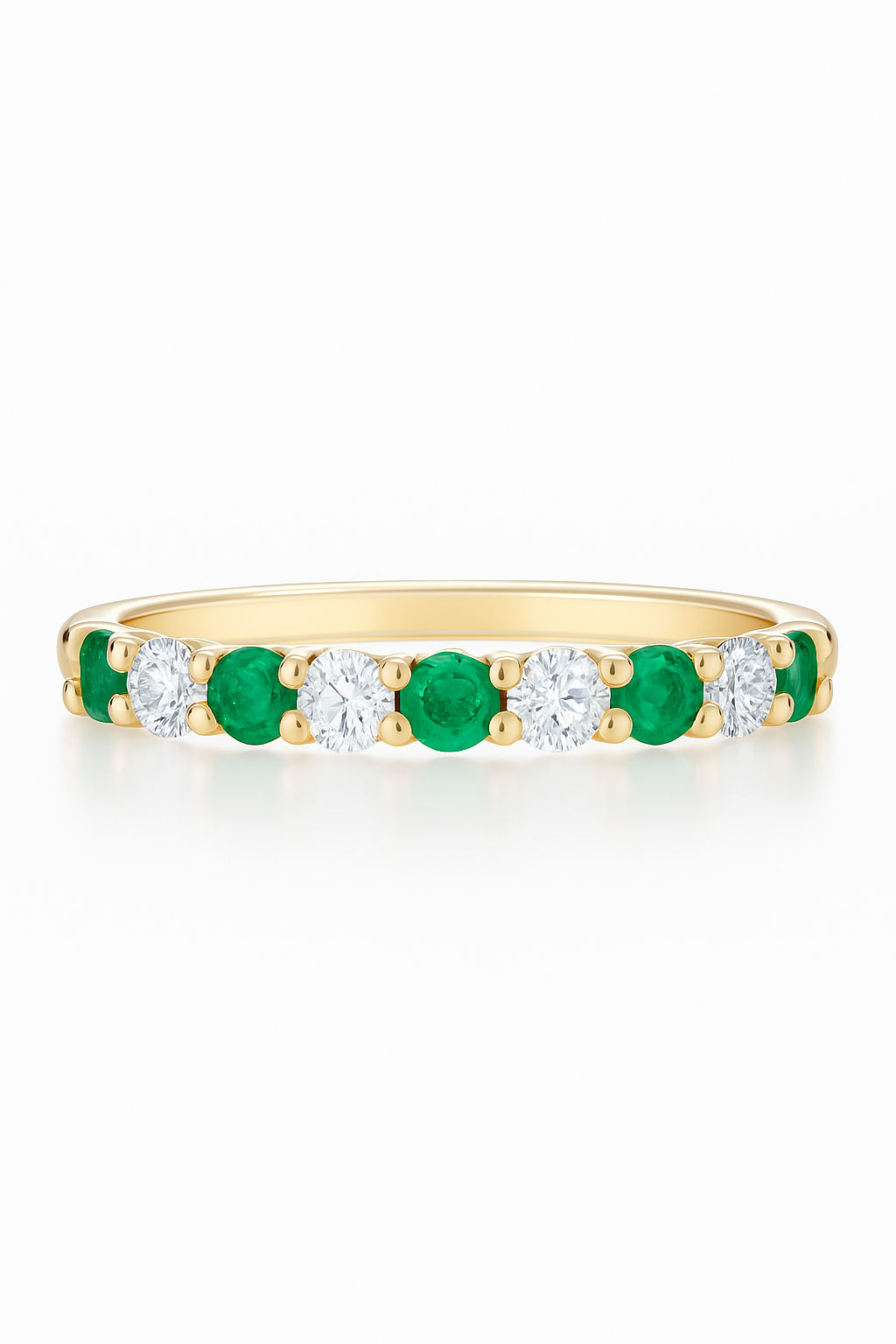 half Eternity Ring with natural emeralds and Lab Grown Diamonds .80 carats