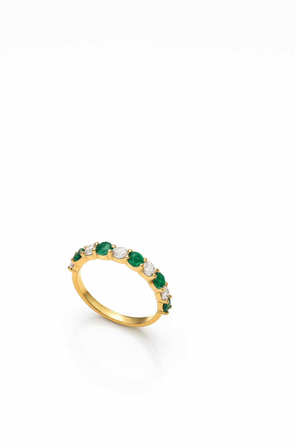 Half Eternity Ring With Emeralds and Lab Grown Diamonds 1.18 Carats