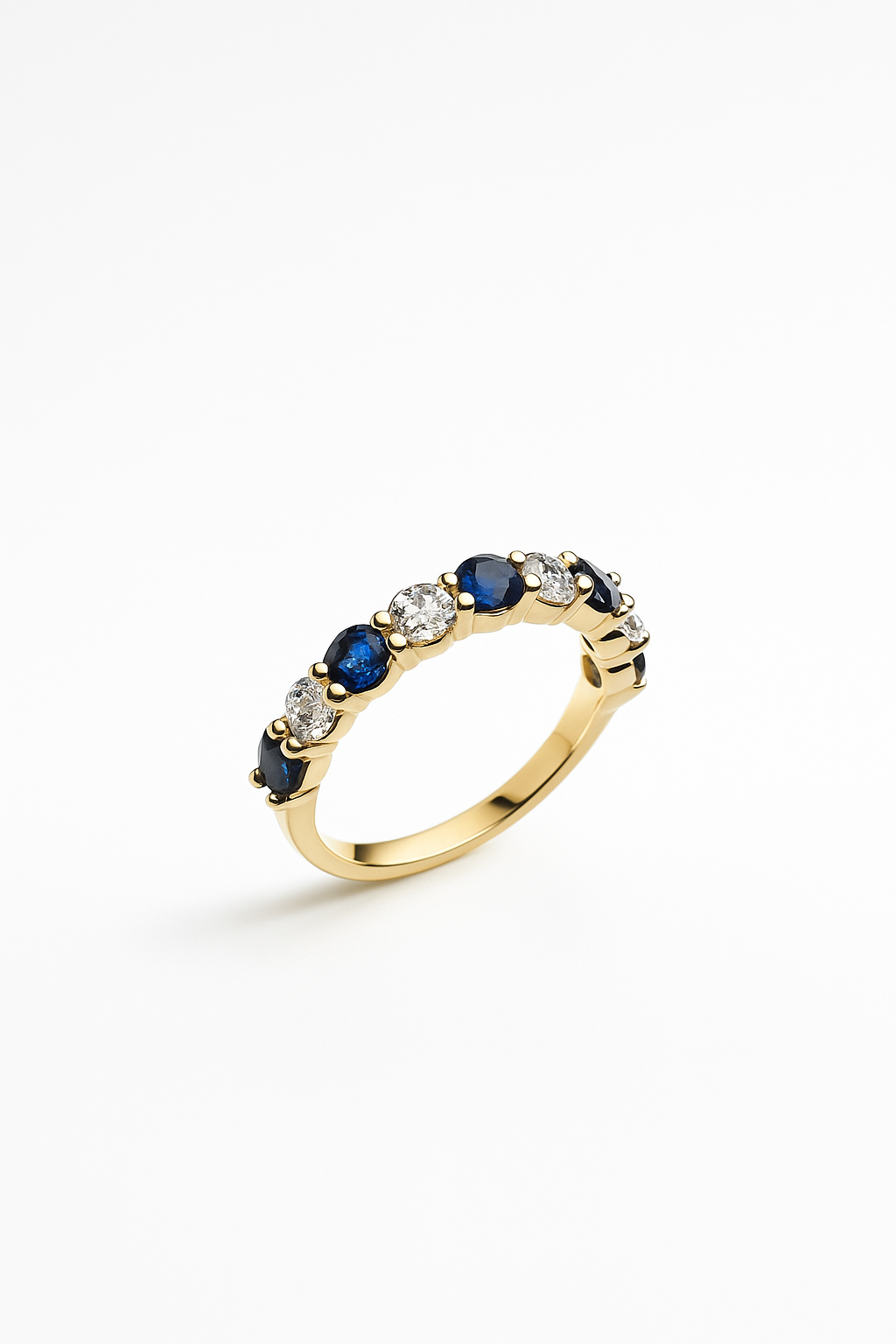 Sapphire Half Eternity Ring with Lab Grown Diamonds 1.20 Carats