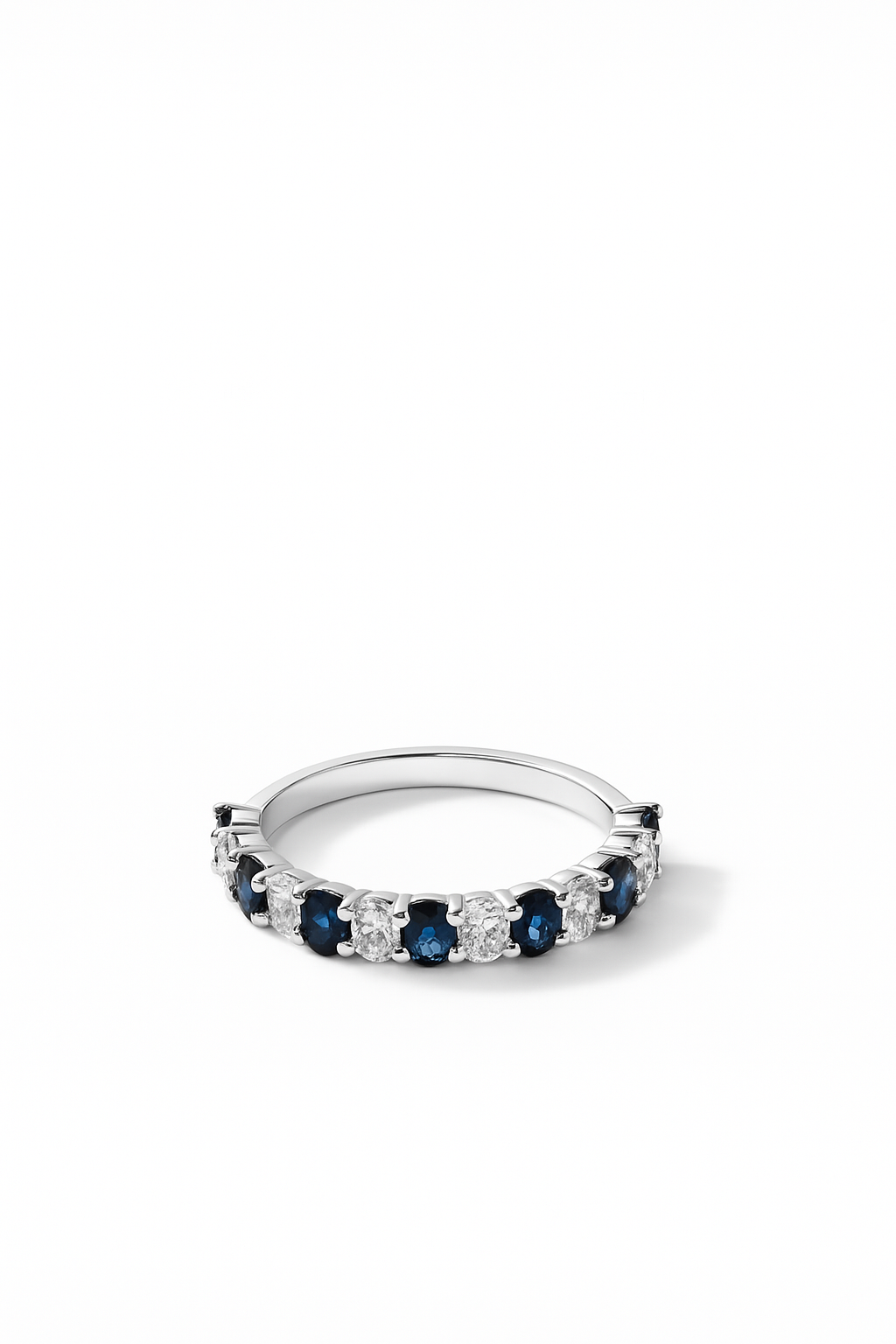 Oval Half Eternity Ring with Sapphire and Lab Grown 1.6 Carats