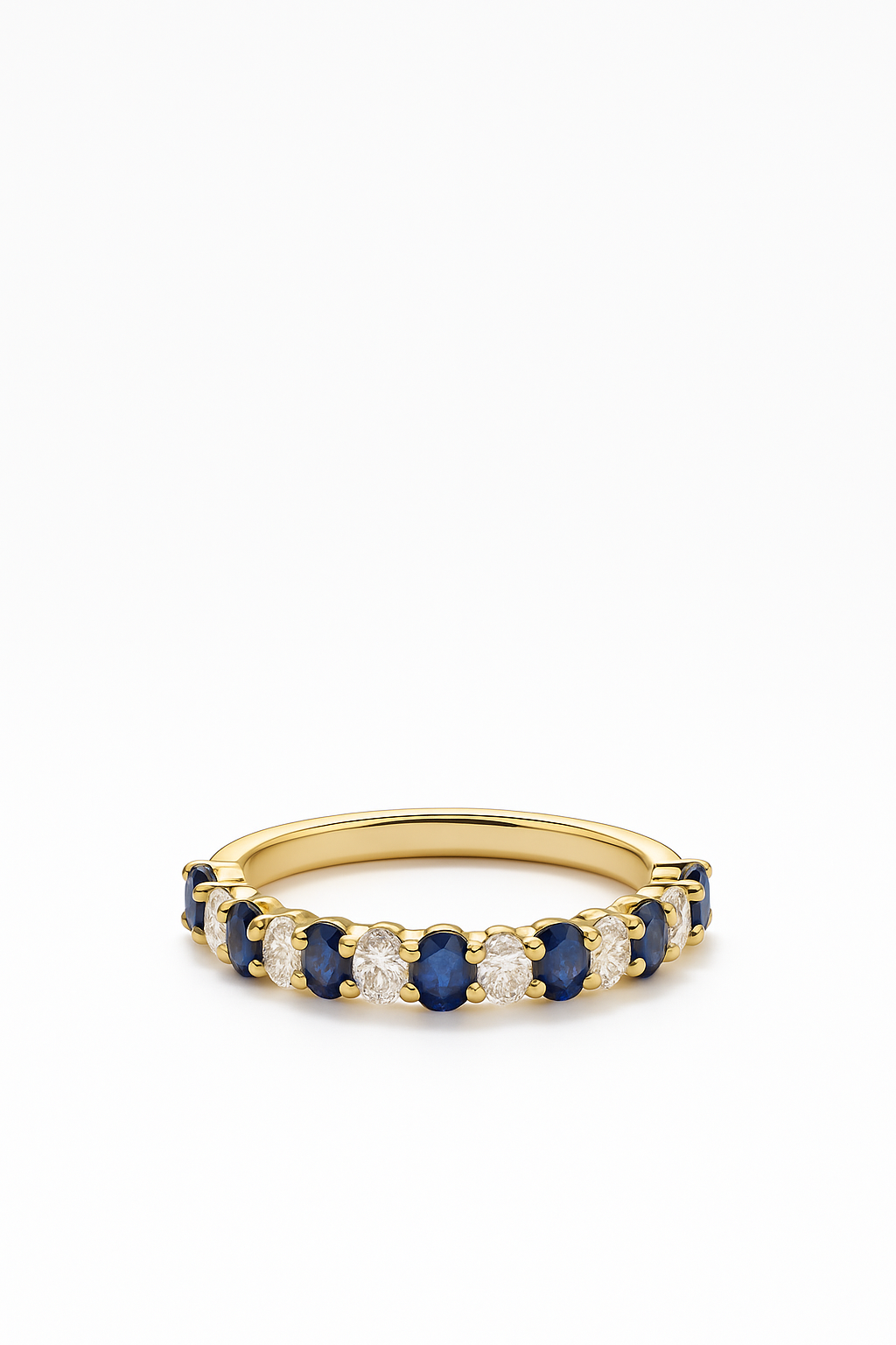 Oval Half Eternity Ring with Sapphire and Lab Grown 1.6 Carats