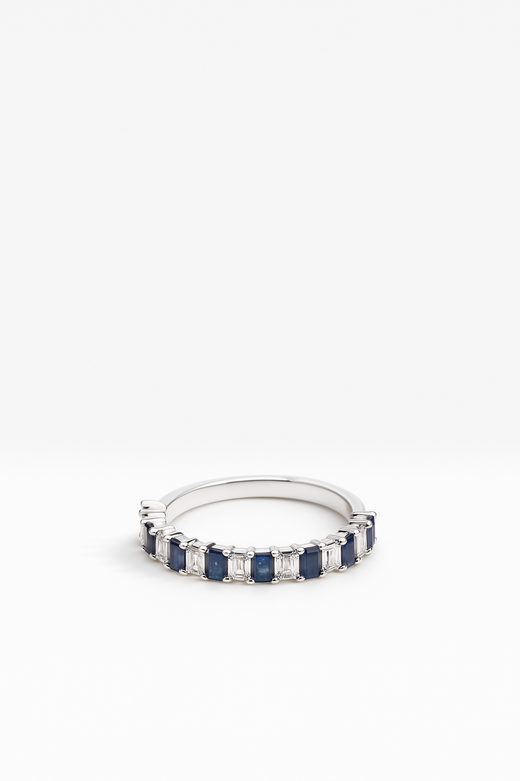 Sapphire With Lab Grown Diamonds Half Eternity Band Emerald Cut, 1.6 Carats