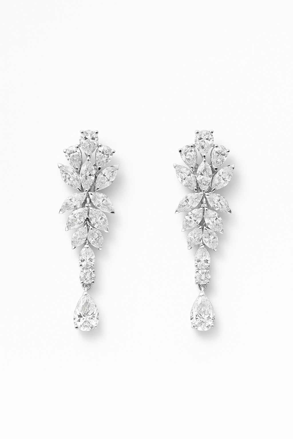Lab Grown Earrings Cascade Pear & Marquise 16.10 Carats