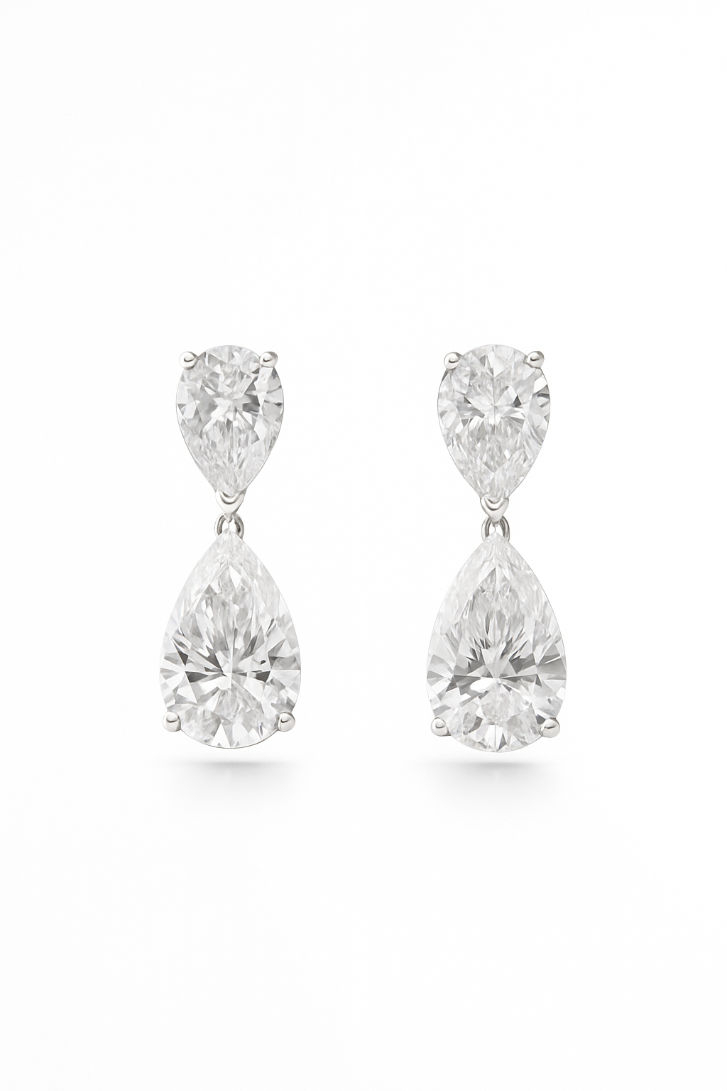 Lab Grown Earrings Double Pear 5.0 Carats