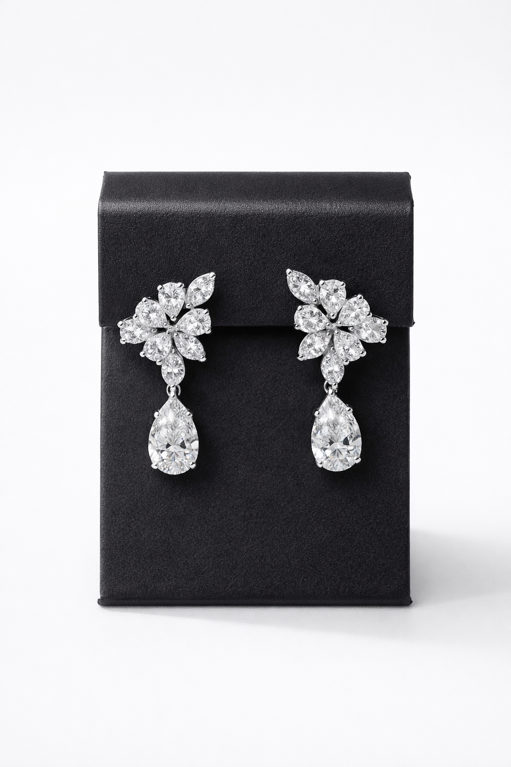 Lab Grown Flower Earrings Marquise & Pears 17.6 Carats