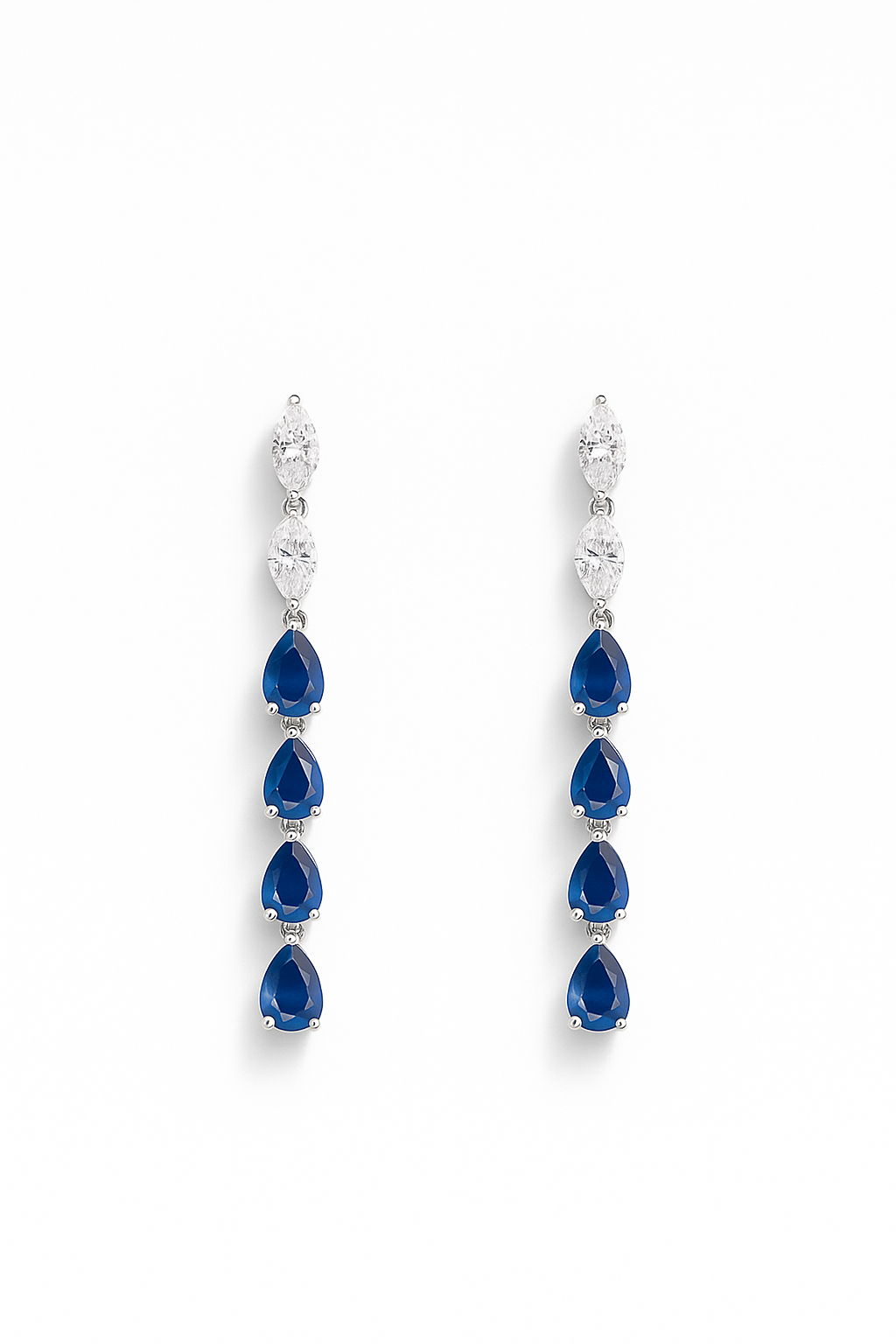 Lab Grown Earrings Drops & Marquise With Sapphires 4.5 Carats
