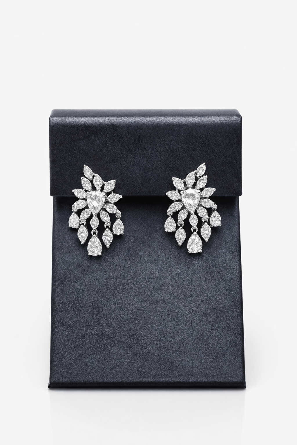 Lab Grown Triangular Earrings Marquise & Pears 6.28 Carats