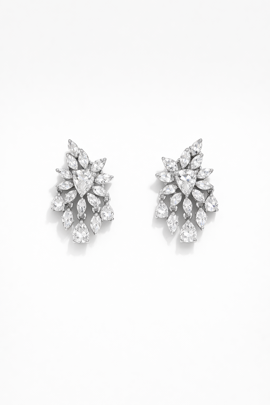 Lab Grown Triangular Earrings Marquise & Pears 6.28 Carats