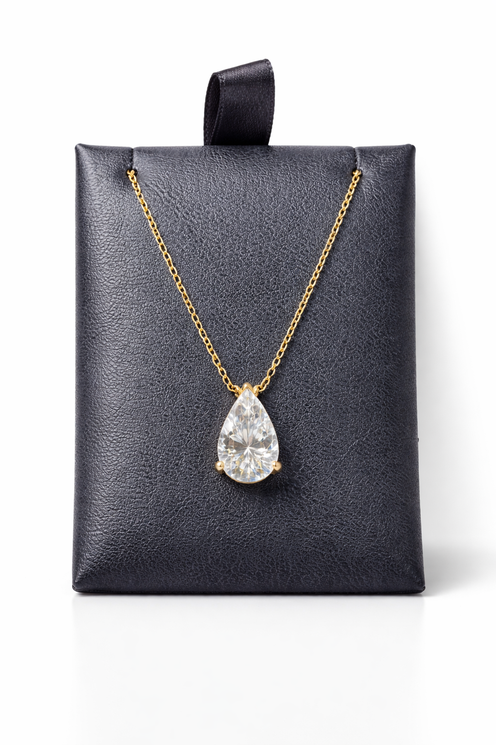 Lab Grown Solitary Necklace Pear Shape 3.0 Carats
