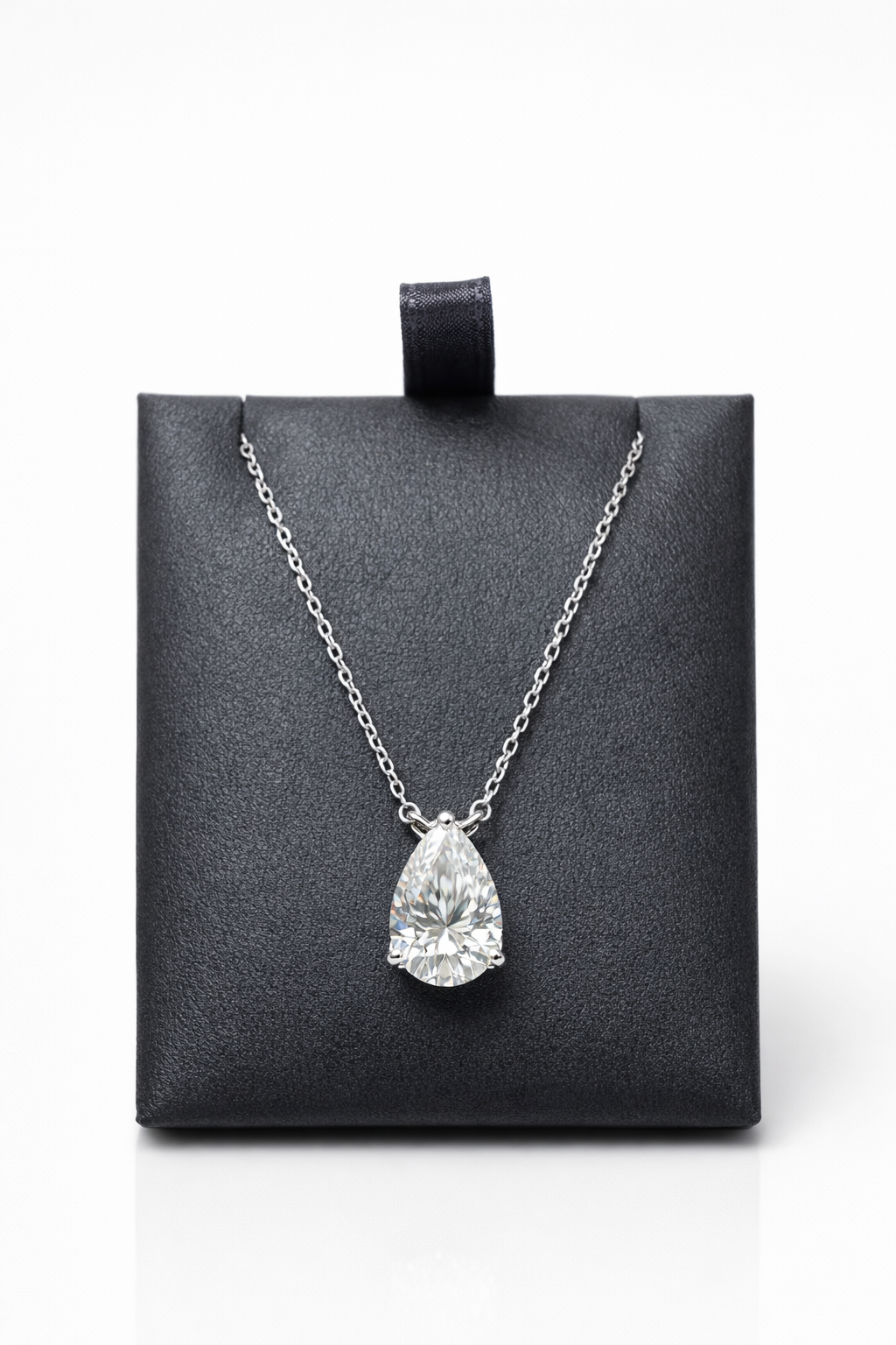Lab Grown Solitary Necklace Pear Shape 3.0 Carats