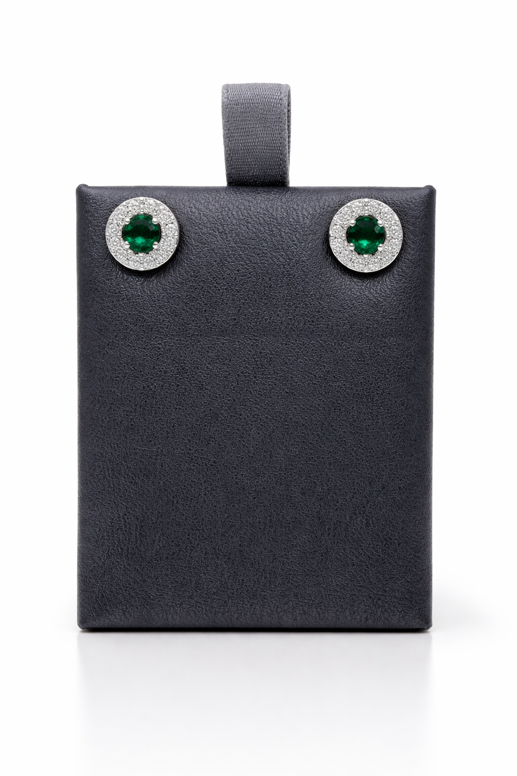 Halo Round Earrings With Lab Grown Diamonds & Emeralds 2.0 Carats