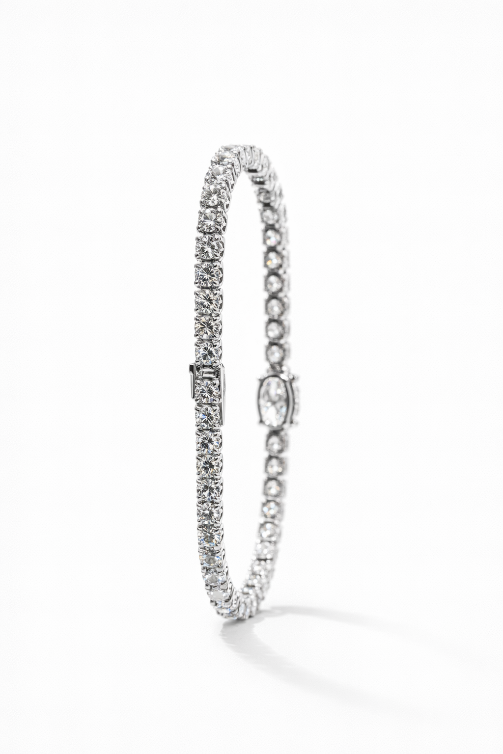 Lab Grown Round Tennis Bracelet with Oval Stone 10.0 Carats