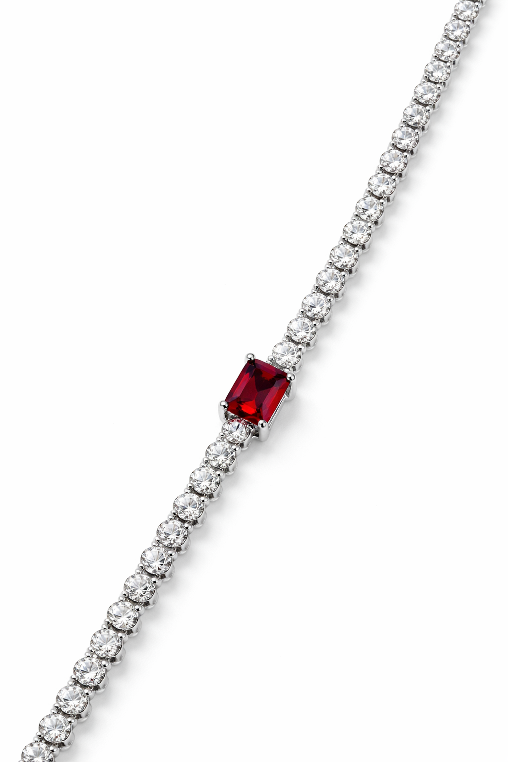 Lab Grown Round Tennis Bracelet with Lab Ruby Stone 6.0 Carats
