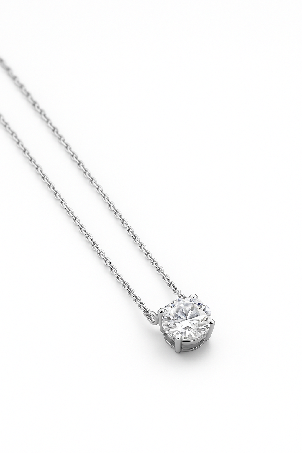 Lab Grown Solitary Necklace Round Shape 3.0 Carats