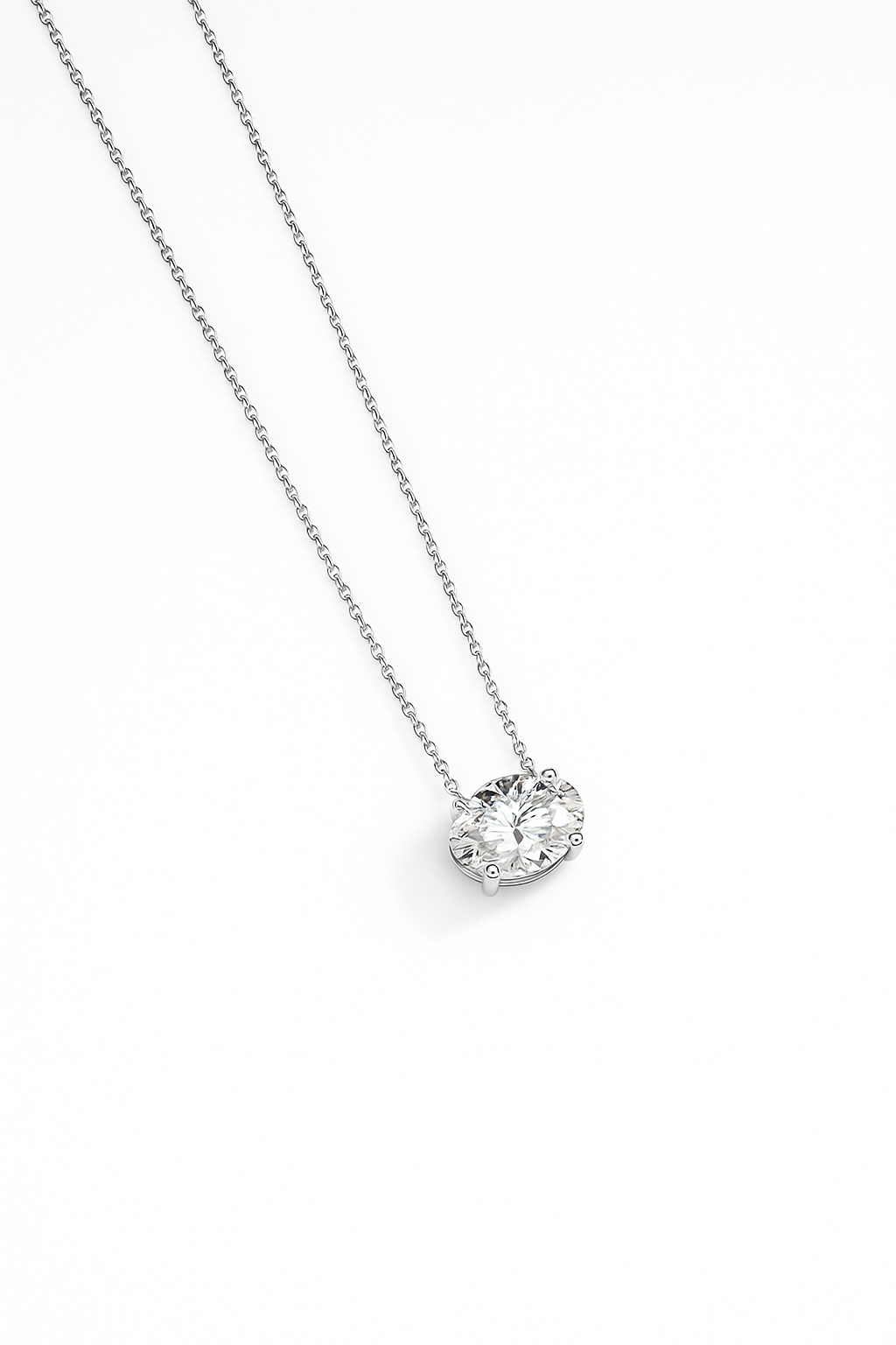 Lab Grown Solitary Necklace Oval Shape 3.0 Carats