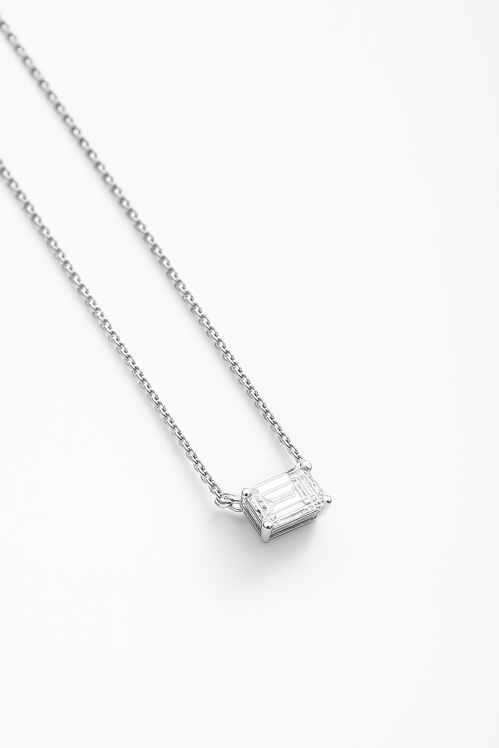 Lab Grown Solitary Necklace Emerald Shape 1.0 Carats