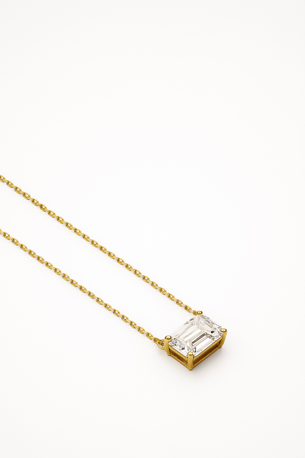Lab Grown Solitary Necklace Emerald Shape 3.0 Carats