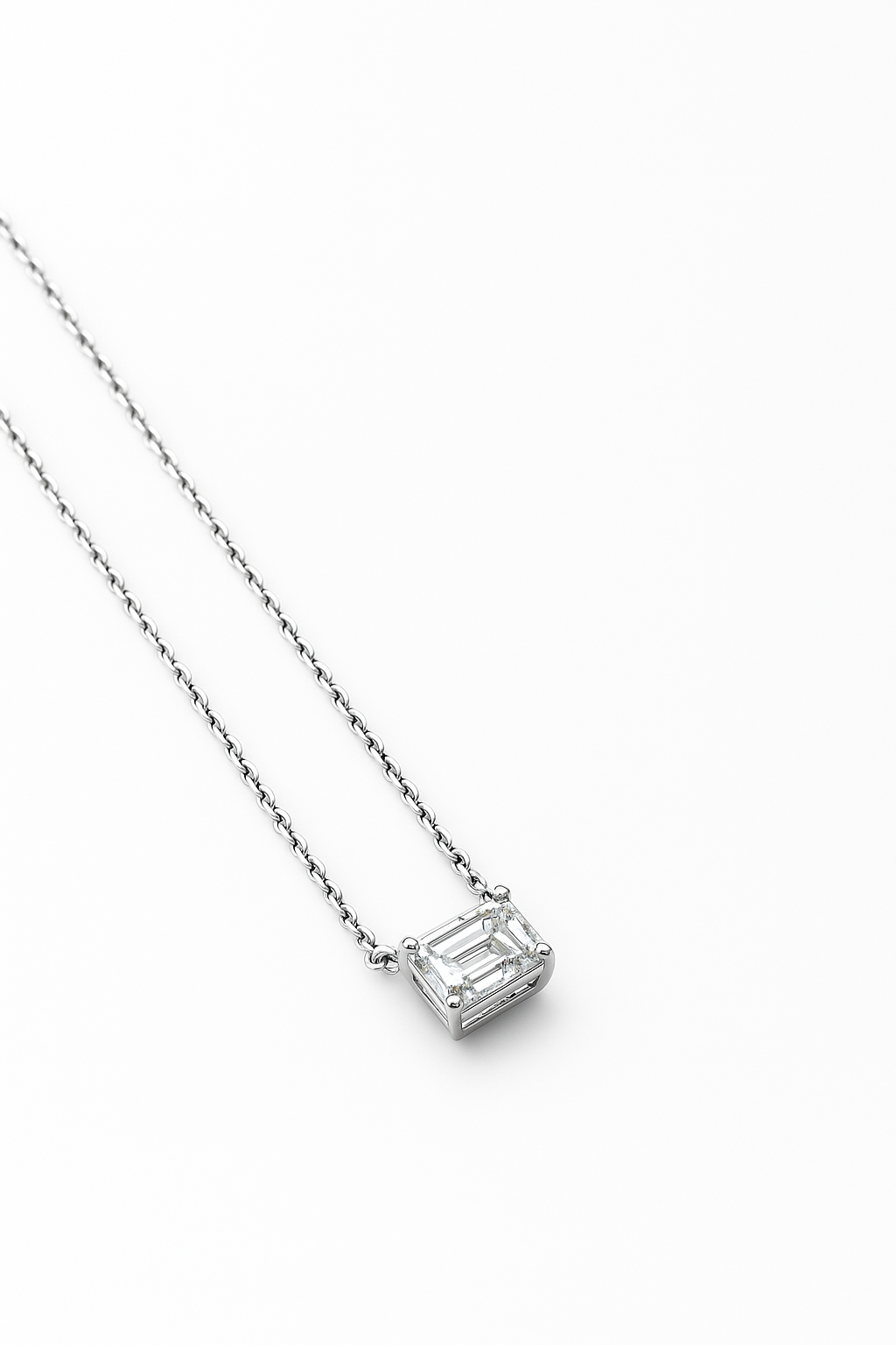 Lab Grown Solitary Necklace Emerald Shape 2.0 Carats