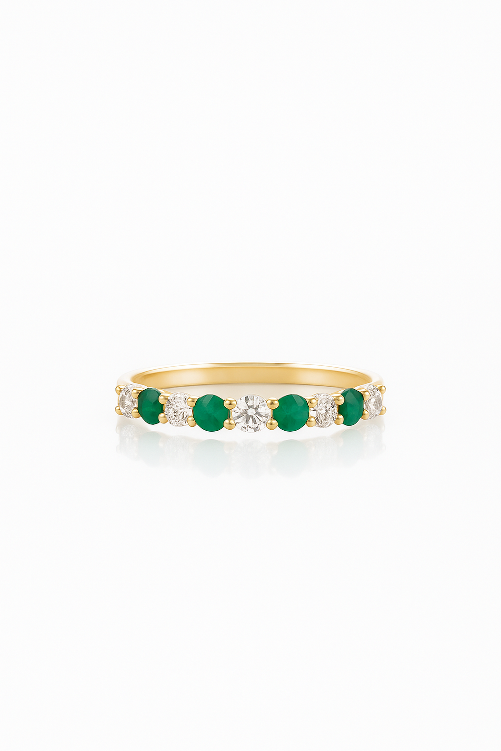 Half Eternity Ring With Emeralds and Lab Grown Diamonds 1.18 Carats