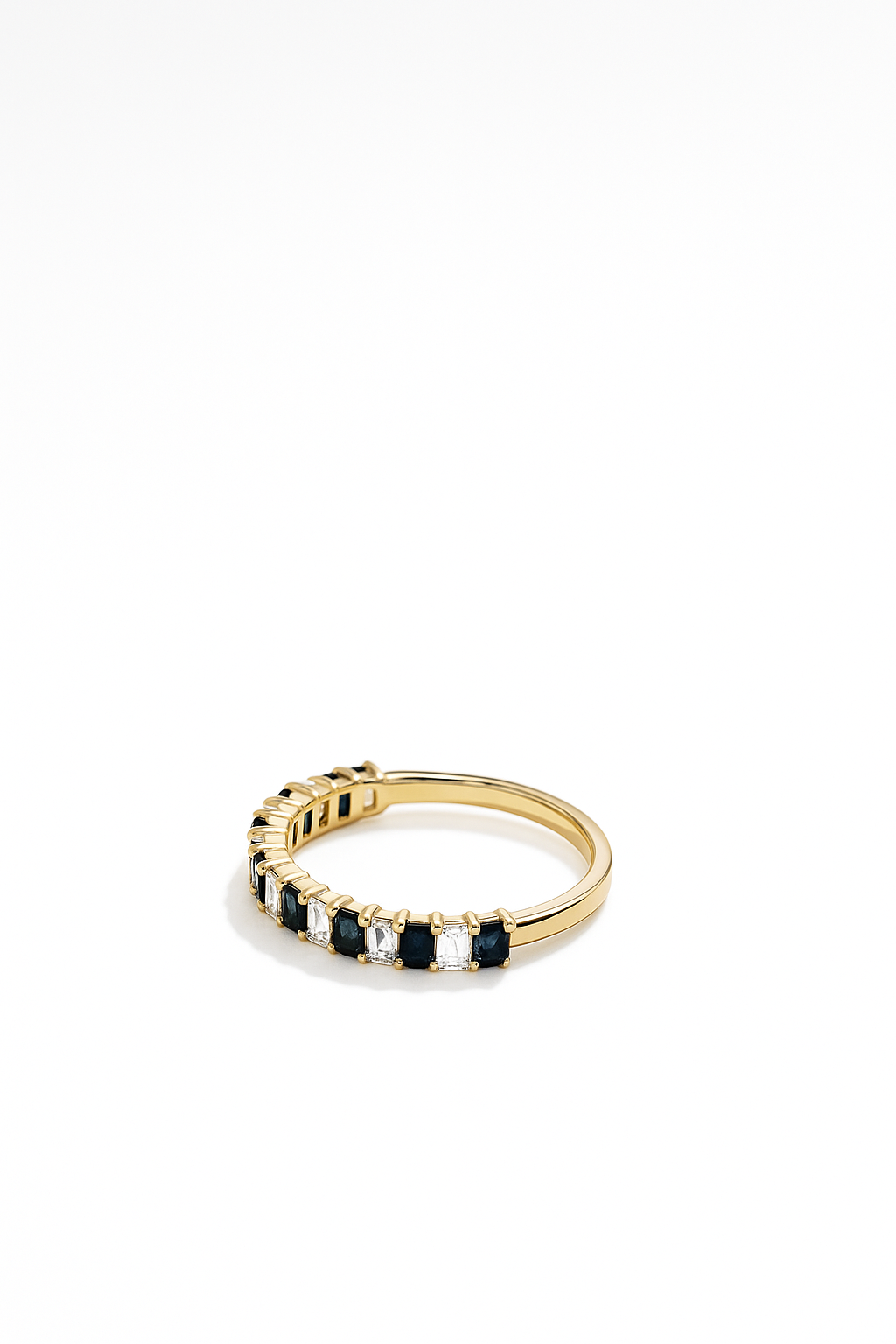 Emerald Cut Half Eternity Ring With Sapphire and Lab Grown Diamonds 1.4 Carats
