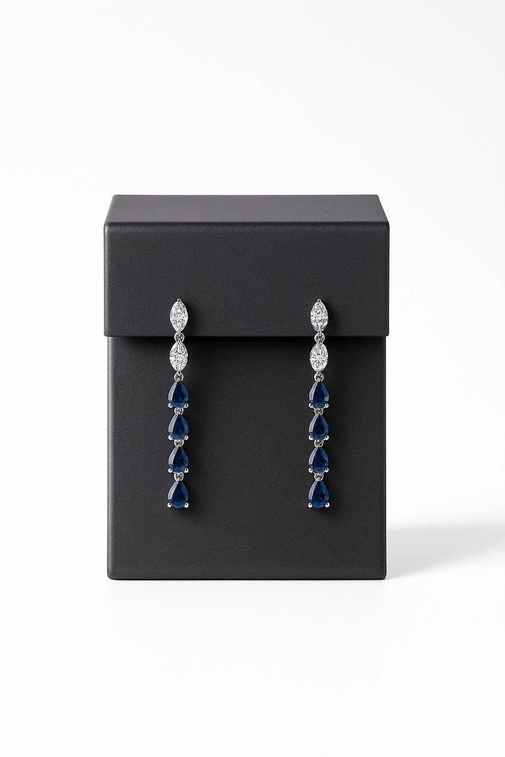 Lab Grown Earrings Drops & Marquise With Sapphires 4.5 Carats