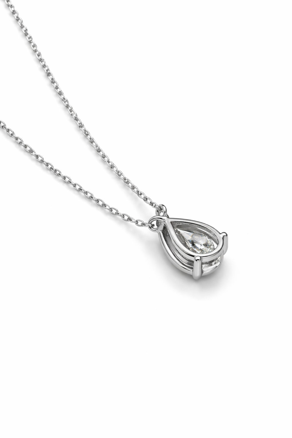 Lab Grown Solitary Necklace Pear Shape 3.0 Carats