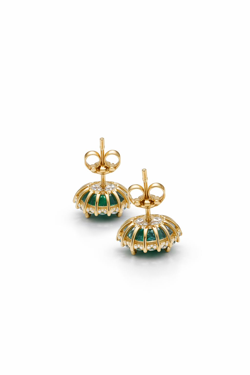 Halo Oval Earrings With Lab Grown Diamonds & Emerald 3.0 Carats