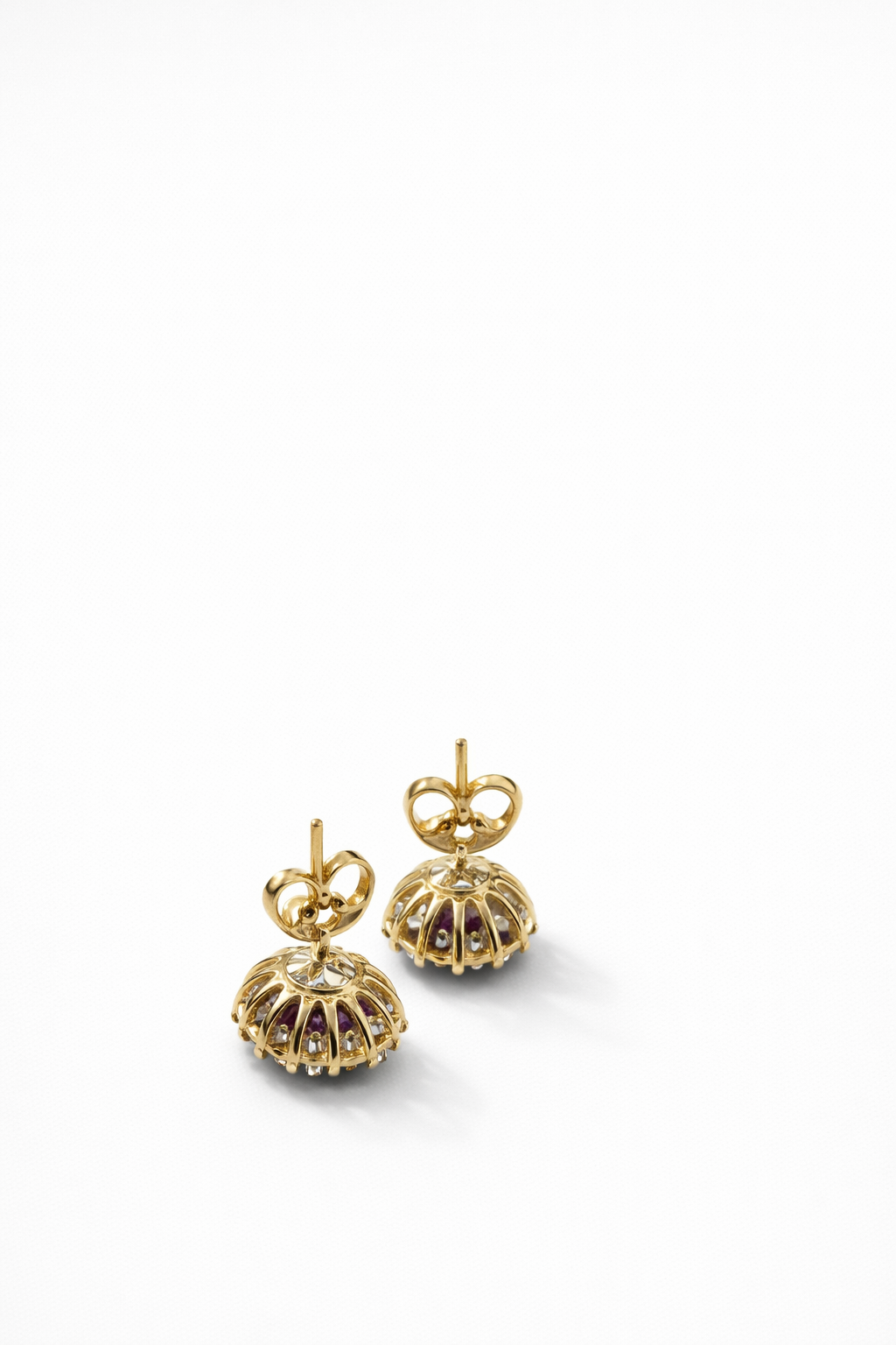 Halo Oval Earrings With Lab Grown Diamonds & Rubies 3.0 Carats