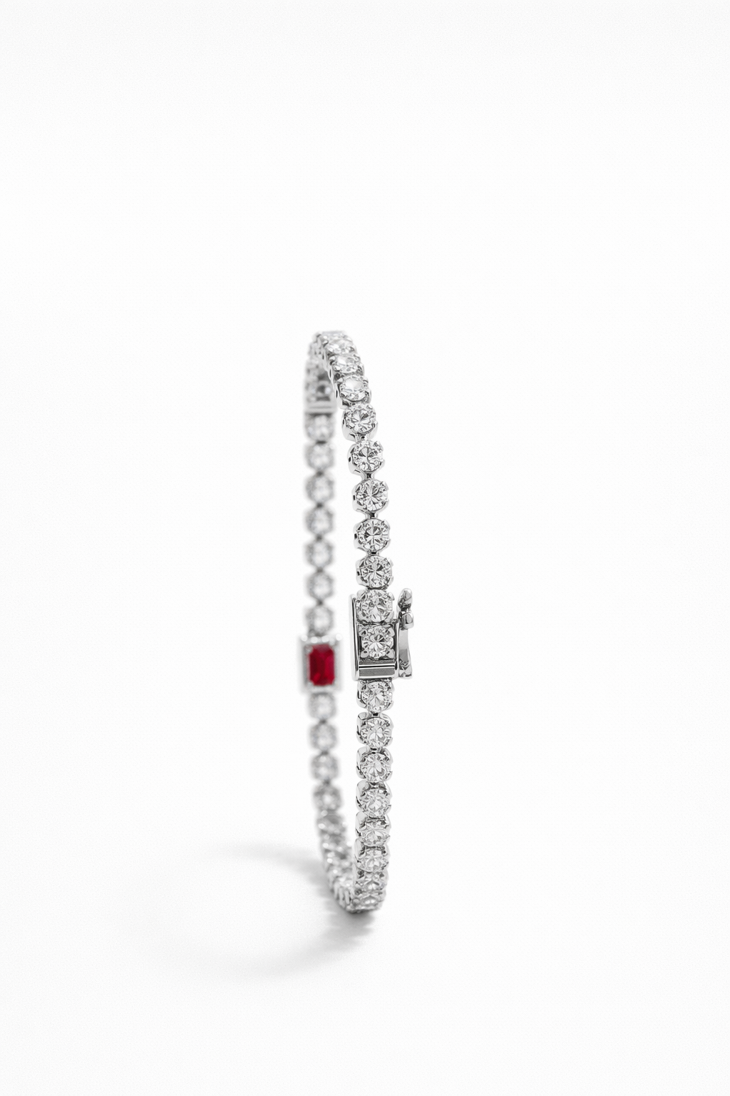 Lab Grown Round Tennis Bracelet with Lab Ruby Stone 6.0 Carats