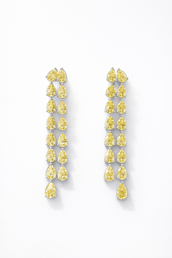 Pear Shape Fancy Yellow Earrings
