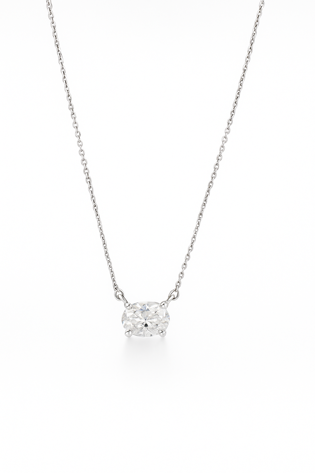 Lab Grown Solitary Necklace Oval Shape 2.0 Carats