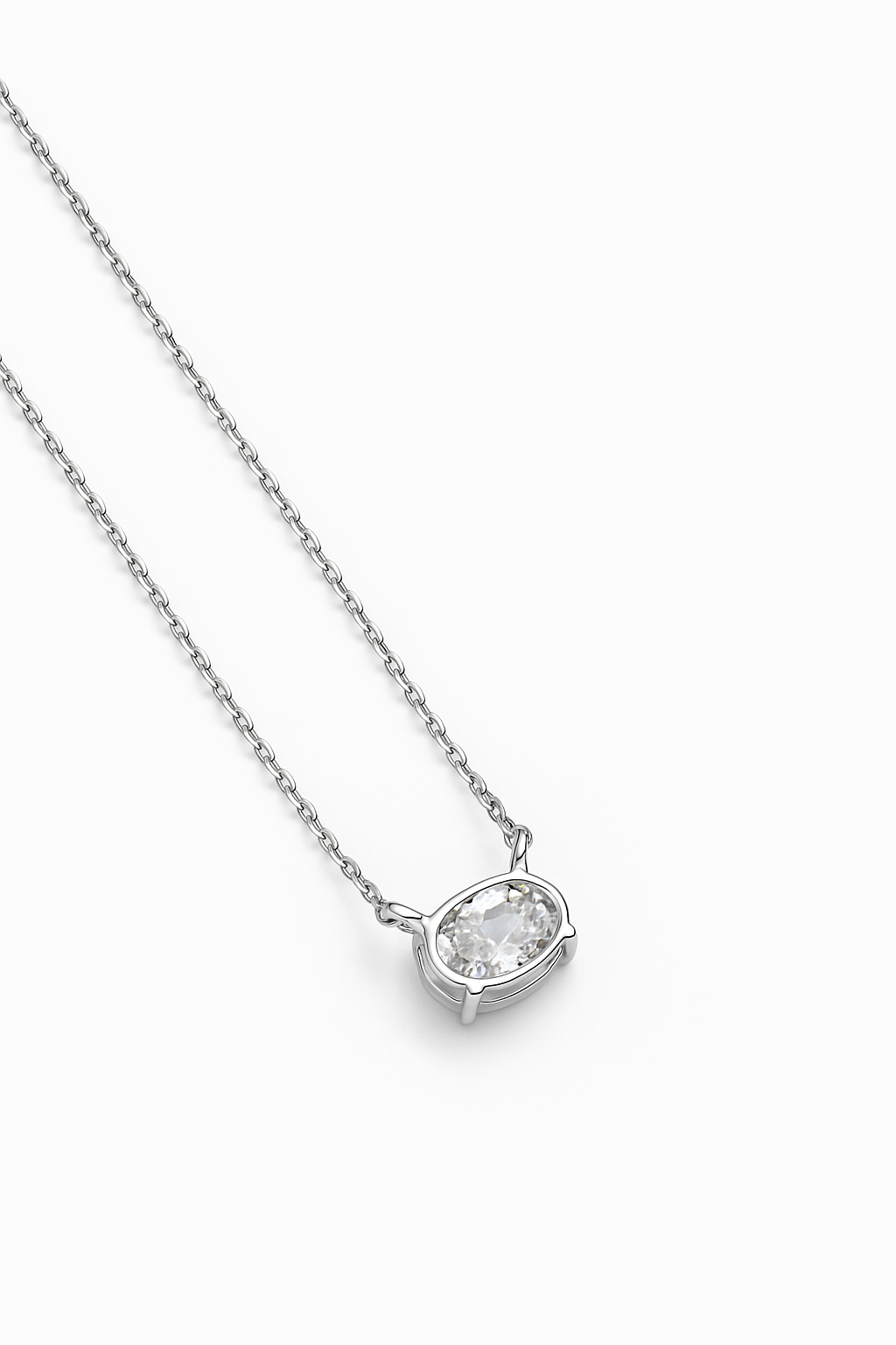 Lab Grown Solitary Necklace Oval Shape 3.0 Carats