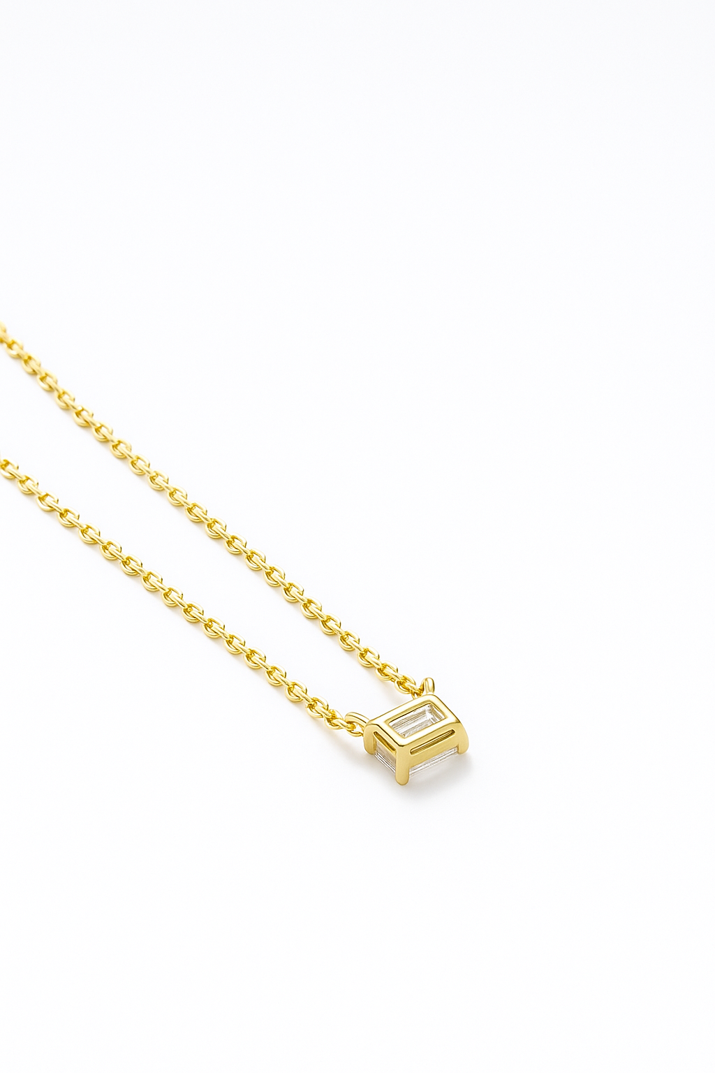 Lab Grown Solitary Necklace Emerald Shape 1.0 Carats