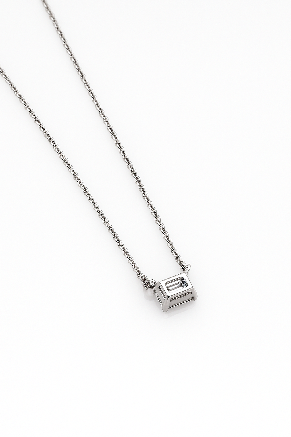 Lab Grown Solitary Necklace Emerald Shape 1.0 Carats