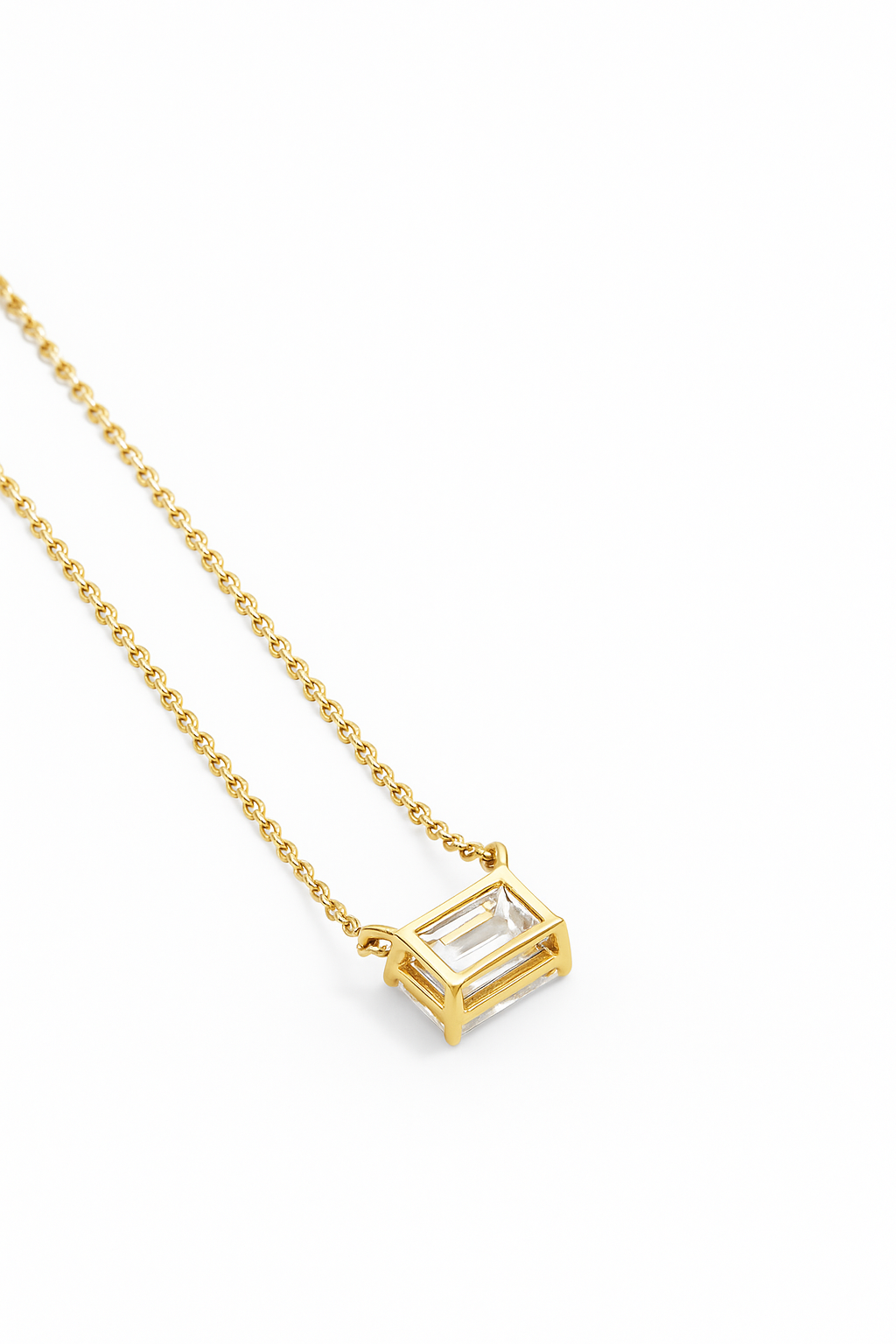 Lab Grown Solitary Necklace Emerald Shape 3.0 Carats