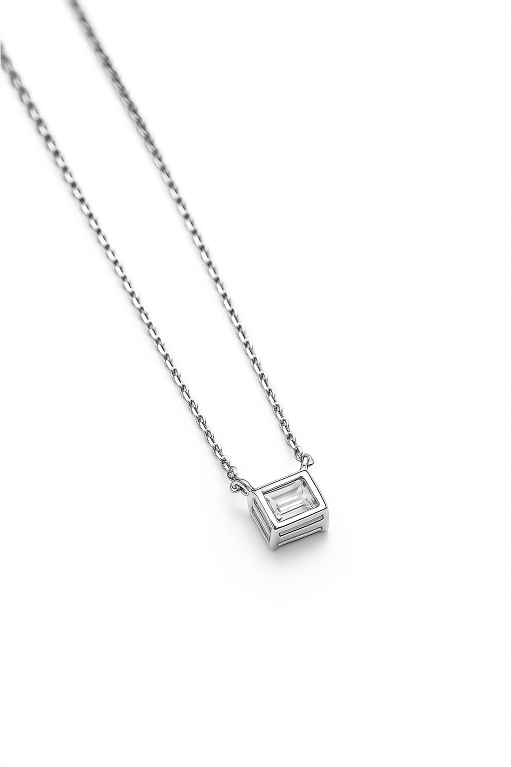 Lab Grown Solitary Necklace Emerald Shape 2.0 Carats
