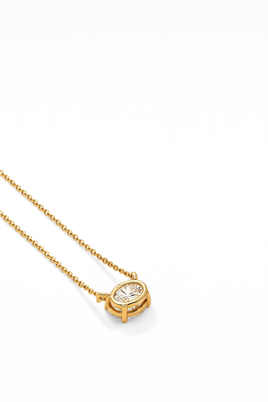 Lab Grown Solitary Necklace Oval Shape 2.0 Carats